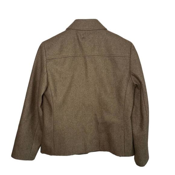 J. Crew Coat Tan Brown Wool Blend Zip Up Pea Coat Minimalist Jacket Small Petite - Picture 6 of 7